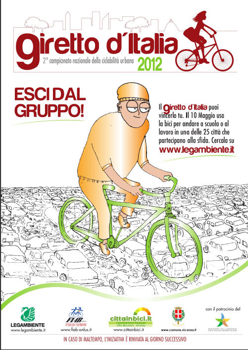 Ciclabilità urbana, il 10 maggio Vicenza partecipa al secondo campionato del Giretto d’Italia. Il concorso “Bici e Viaggia” la novità dell’edizione 2012