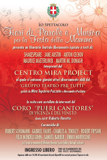 "Fiori di Parole e Musica", il Comune di Vicenza offre uno spettacolo gratuito al teatro comunale per la Festa della mamma di domenica 13 maggio