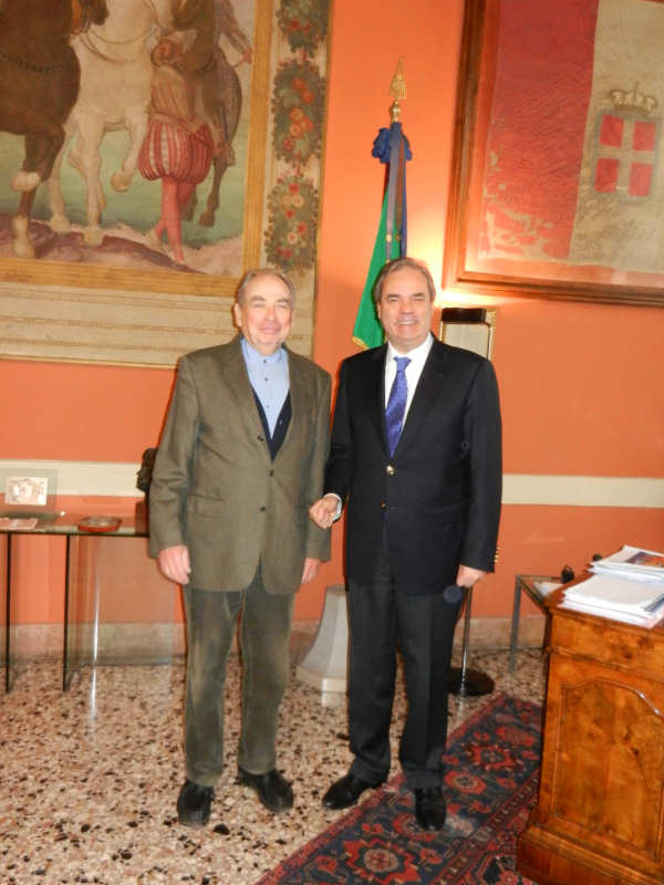 Il sindaco riceve a Palazzo Trissino Leon Spierer, violinista di von Karajan a Vicenza