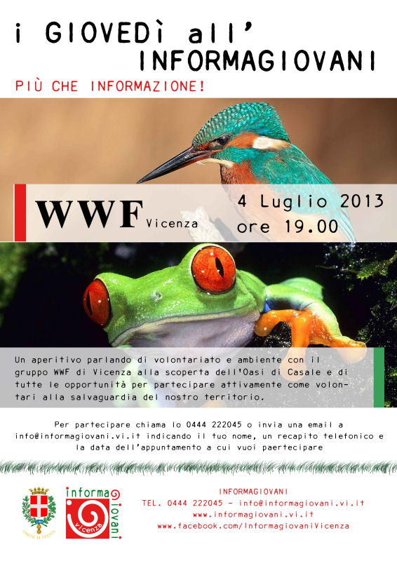 “I Giovedì all’Informagiovani”, il 4 luglio con il gruppo WWF Vicenza