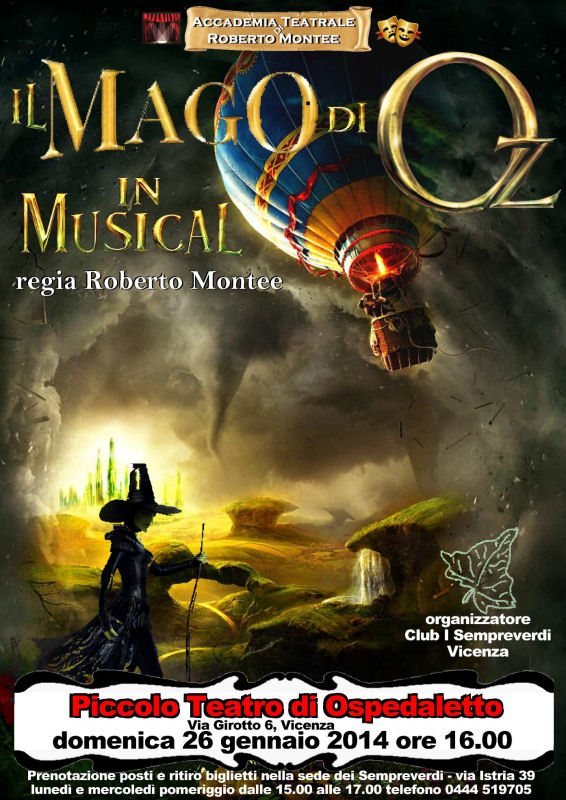 “Il Mago di Oz in musical” domenica 26 gennaio al Piccolo Teatro di Ospedaletto