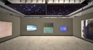 Sala della mostra con un cielo stellato realizzato dal pittore romano ottantunenne Franco Sarnari