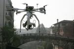 Il drone in azione a ponte San Michele