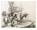 9 - Giambattista Tiepolo, Capriccio. Ninfa con satiro e due capre in un paesaggio, acquaforte