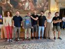 La consegna al sindaco Possamai della locandina della prima festa rock realizzata a Vicenza